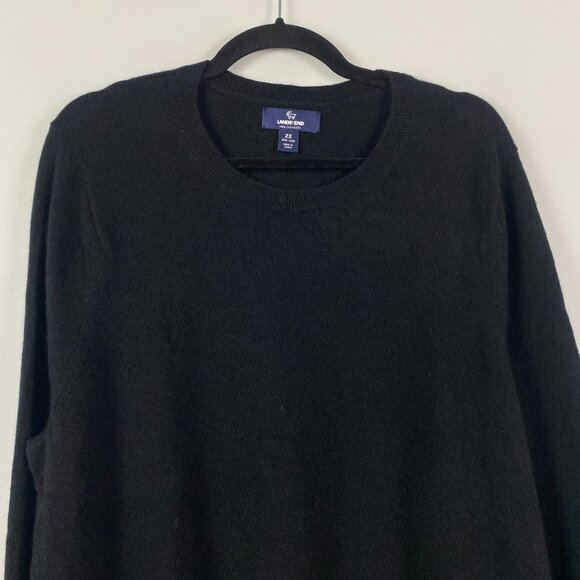 Lands End 100% Cashmere Crew Neck Sweater Size 2X Black Long Sleeve Womens - Picture 2 of 9